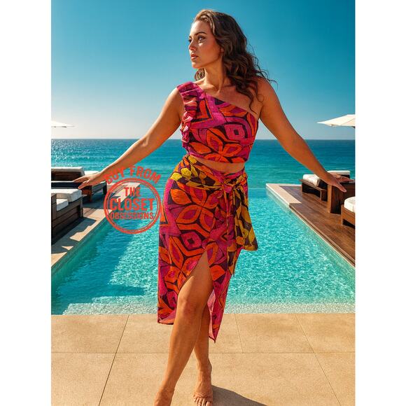 ZARA Co-Ord Set Printed Crop Top and Midi Skirt NWT - Picture 1 of 14